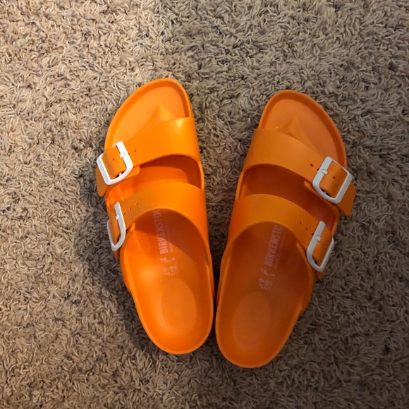 orange plastic birkenstocks